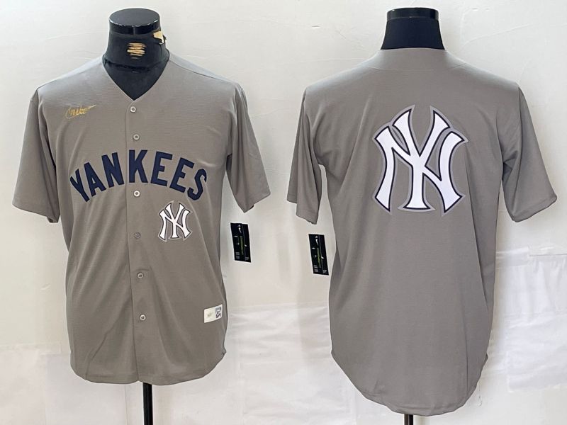 Men New York Yankees Blank Grey Throwback Nike Game 2024 MLB Jersey style 5